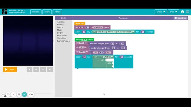 how to make a maths quiz in code.org | play lab