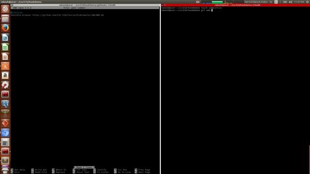 screencast of git hook