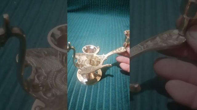 чистка подсвечник из латуни