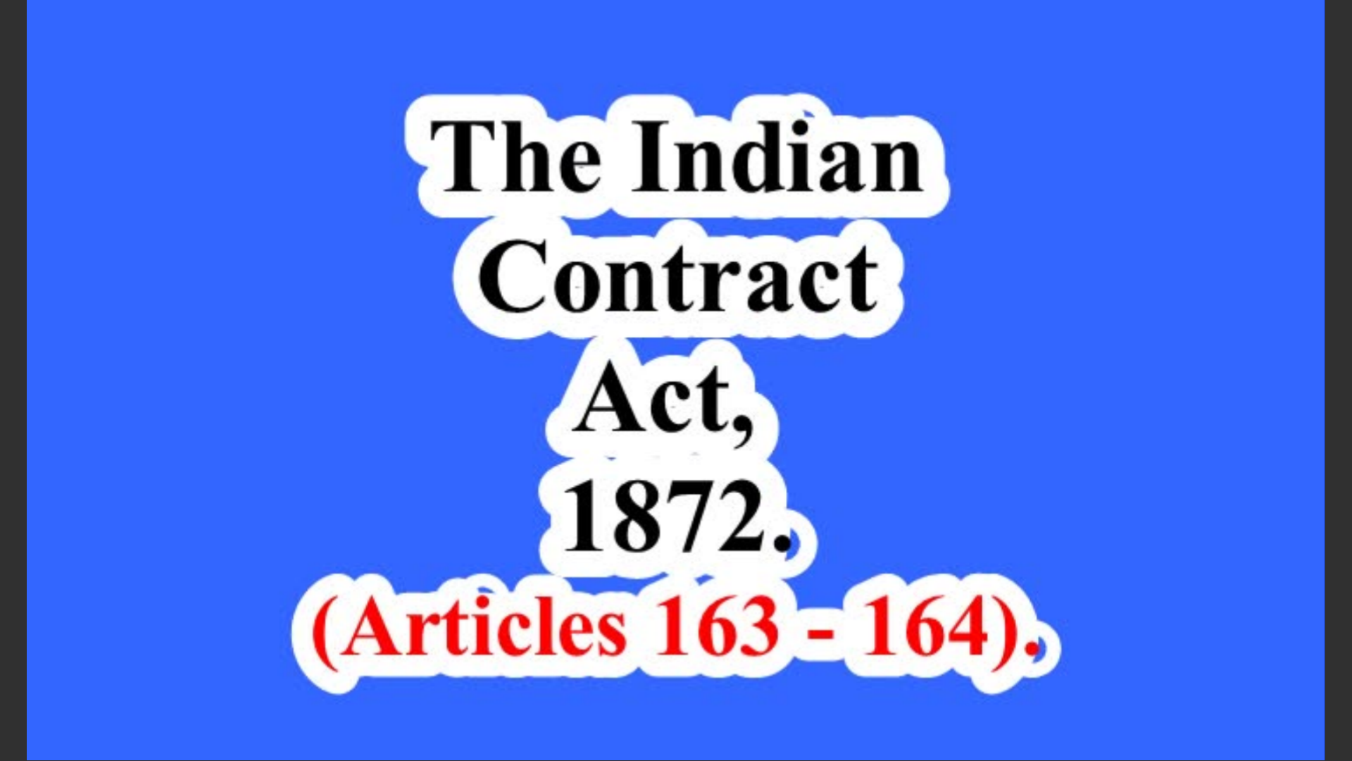 The Indian Contract Act, 1872. (Articles 163 – 164).