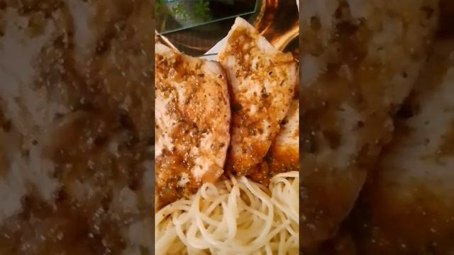 Fried meat and pasta