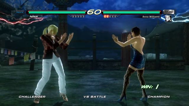 Tekken 6 VS Battle - Nina Costume 2 VS Anna Costume 2 /w Blue Lingerie in Temple Grounds (RPCS3)