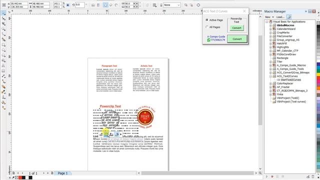 All Pages all Text to Curves on Corel Draw - only one Click - Advance Macros