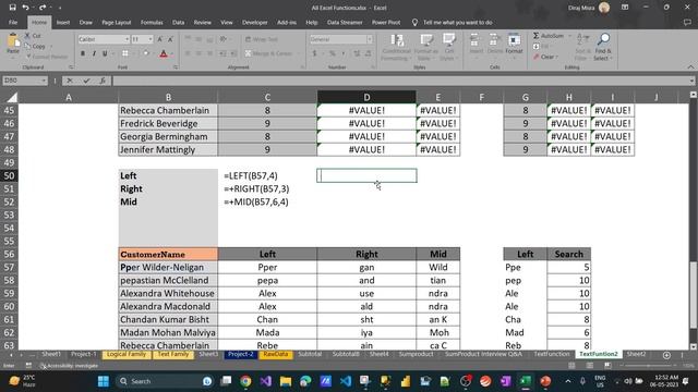 MS Excel All Text Function | P-14B, FIND, SEARCH, SU﻿BSTITUTE, LEFT, RIGHT, MID.