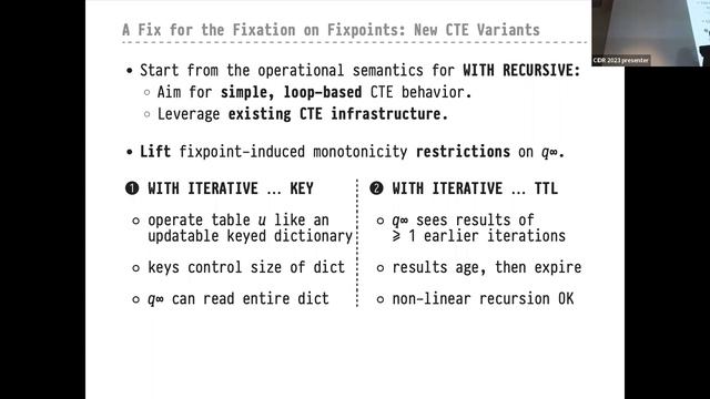 A Fix for the Fixation on Fixpoints CIDR 2023