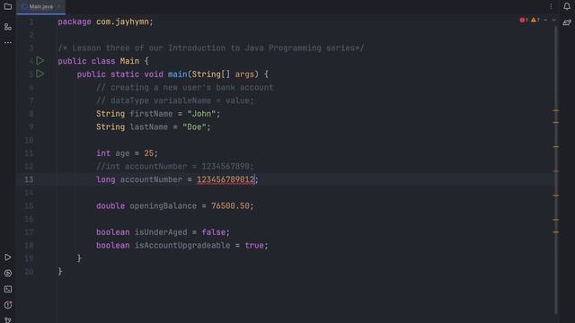 Introduction to Java Programming: Lesson 3 - Variables  Data Types