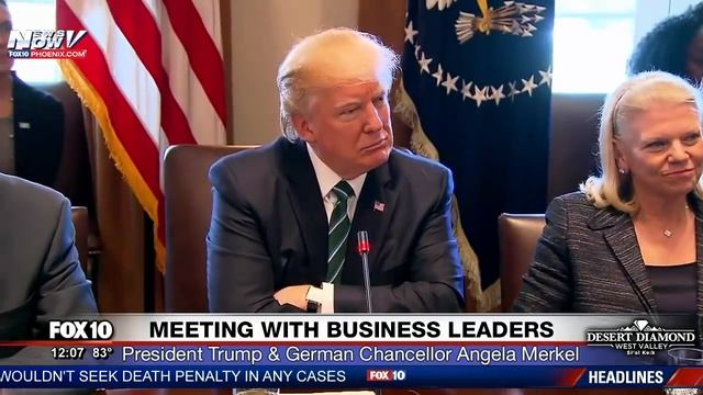 FNN: President Trump And Chancellor Angela Merkel Meet with German Business Leaders at White House