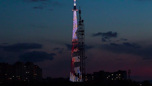 Подсветка башни 9 мая 2024 года
