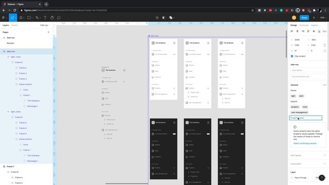 Figma components: Design collapsible side navigation with components & variants