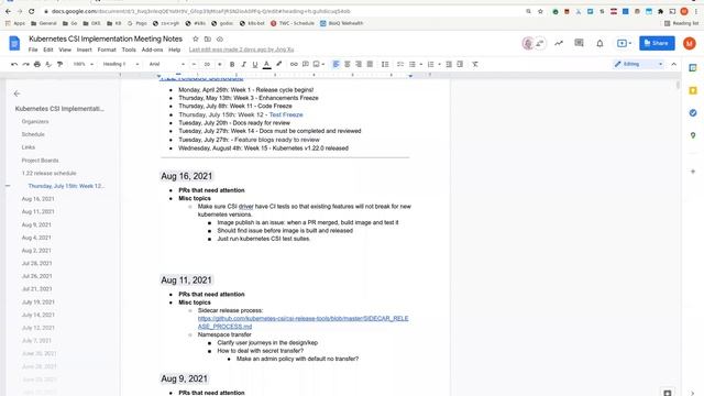 Kubernetes SIG Storage - CSI Implementation Workgroup 20210818