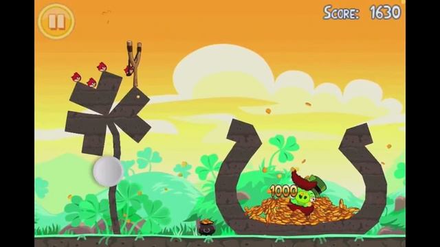Angry Birds Seasons Go Green, Get Lucky Golden Egg #8 Walkthrough "Big Pot o' Gold"