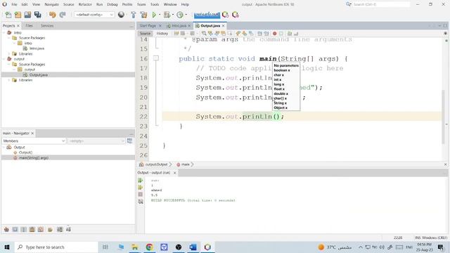 2-output  ( println – print  )and concatenation جمل الطباعة