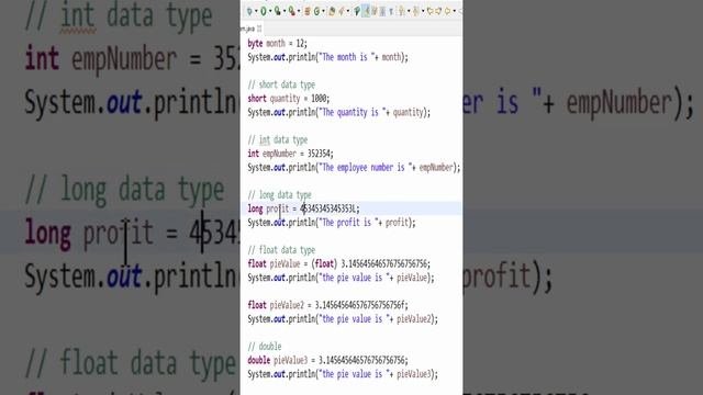 Java Interview Questions & Answers - 2. Primitive Data Type Code
