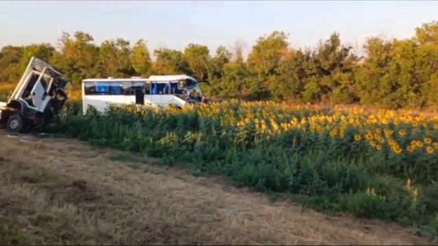 На видео сняли смертельное ДТП с автобусом и грузовиком под Волгоградом