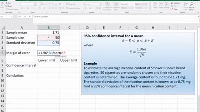 Confidence Interval for Mean in Excel Step by Step