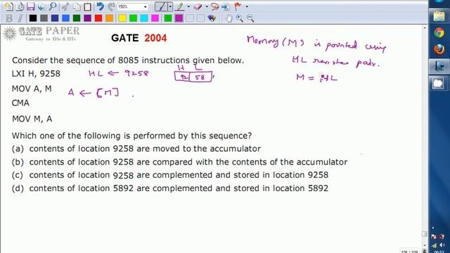 GATE 2004 ECE Complement The Contents Of Memory And Store In Same Location