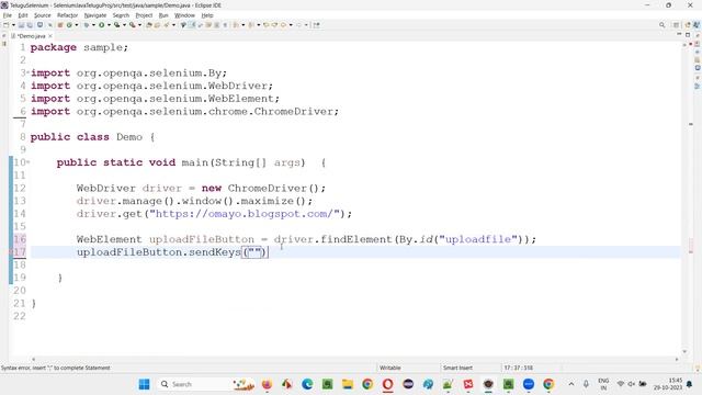 Can we upload a file using sendKeys() command (Selenium Interview Question #724)