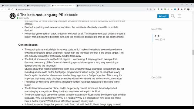 The Rust Website Redesign Debacle