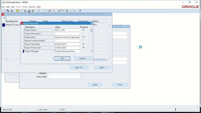 How to Create a Project in Oracle EBS