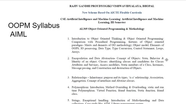 OOPM Syllabus of AIML & AIDS