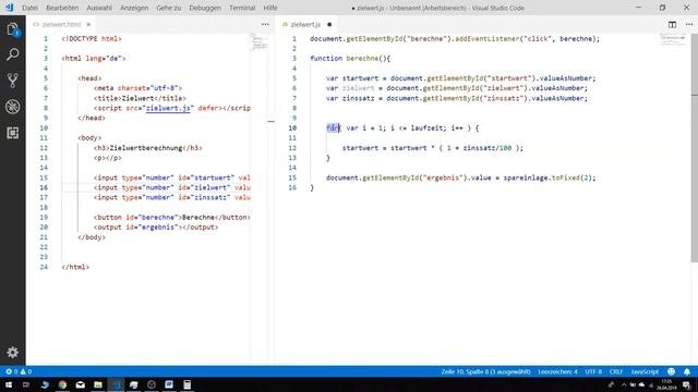 Grundlagen der Programmierung mit JavaScript - 7 - Zielwertberechnung