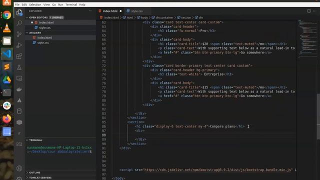 Atelier 4 :bootstrap 5 pricing project