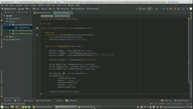 android studio EditText TextView LinearLayout vertical