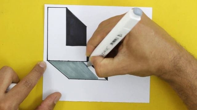 COMO Dibujar LETRAS en 3D LETRA L  ? How to Draw 3D LETTERS   Dibujar letras BONITAS en 3D