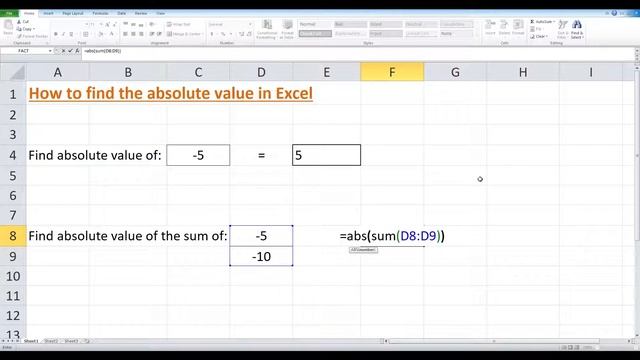 How to find the absolute value of a number Excel