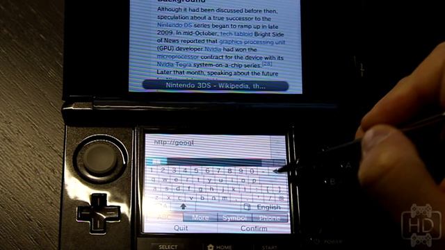 Nintendo 3DS Web Browser In Action Video 1080P FULL HD