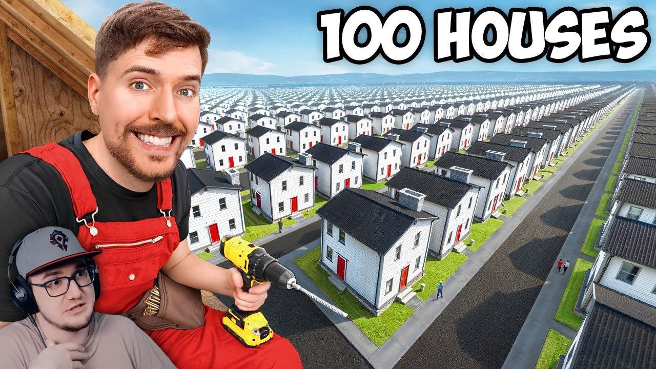 Я Построил 100 Домов и Раздал Их! ► MrBeast ( Мр Бист ) | Реакция