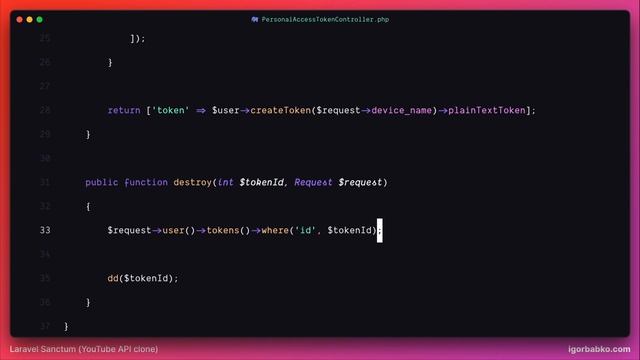 Laravel YouTube API клон #69 - Удаление API токенов