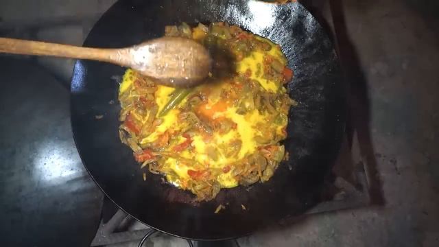 No Meat   Cooking a Delicious Dinner with Lots of Vegetables in the Yard of the Village