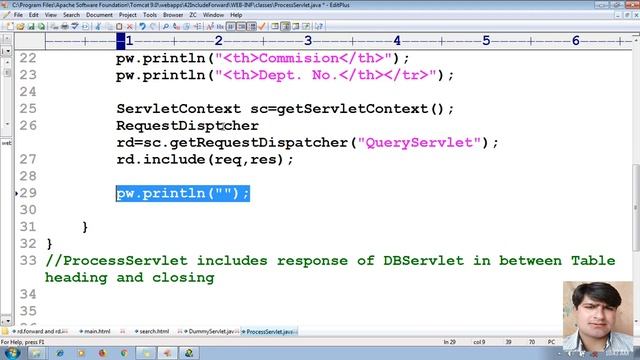 133 Servlet Chaining Java Web Application to demonstrate Use include, forward collaboration