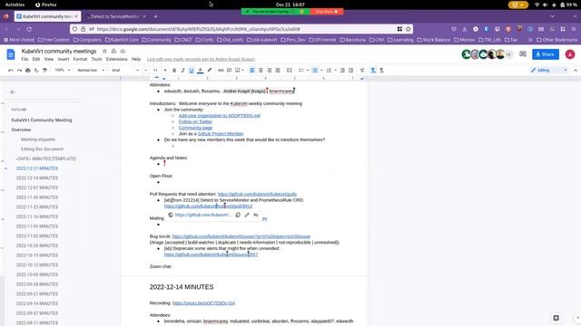 KubeVirt Community Meeting 2022-12-21