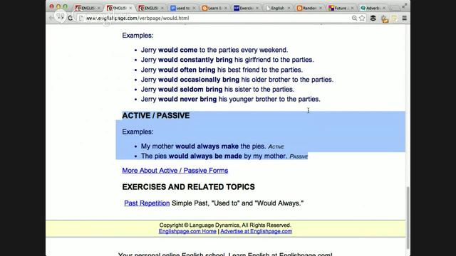 Intermediate English Grammar Class, used to, would always, and future in the past