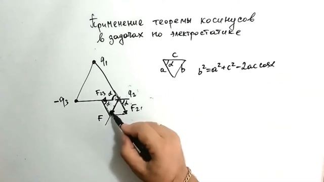 Применение теоремы косинусов в задачах по электростатике Выполнялка 164