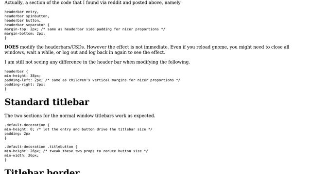 How to change the titlebar height in standard GTK apps and those with headerbars/CSDs on Gnome...