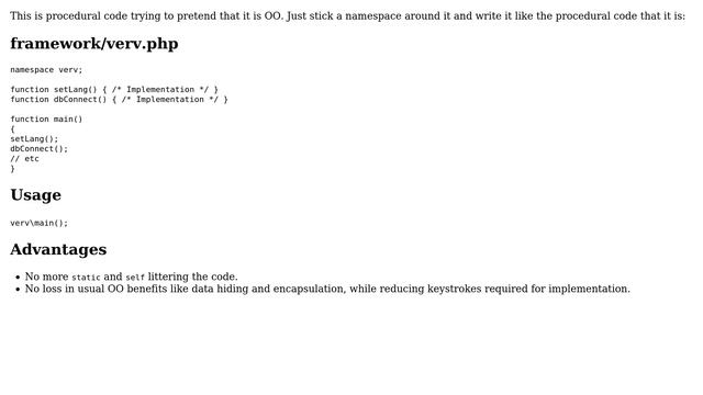 Code Review: Review of my PHP framework, vervPHP (4 Solutions!!)