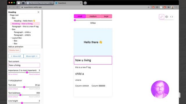 024 - superblock - full keyboard support for tree navigation