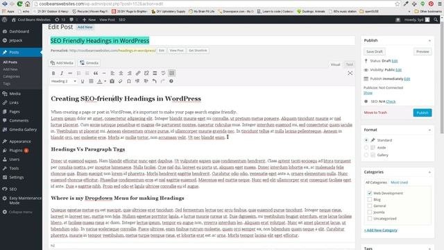 WordPress - Formatting Headings and Paragraphs