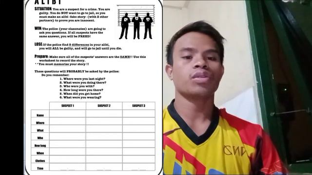 Game Alibi for English activity in class