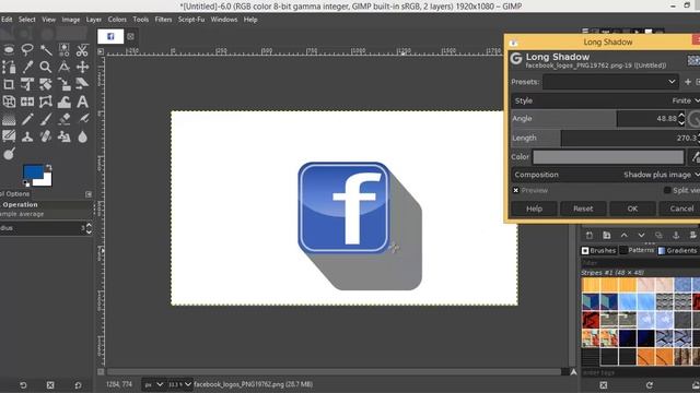 Long Shadow effect in Gimp
