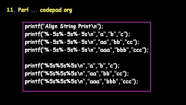 [Adam-029] 코딩,프로그래밍 - TextAlign Perl (13 Lan.)...C,C++,C#,PHP,Java,JS,Python,Ruby