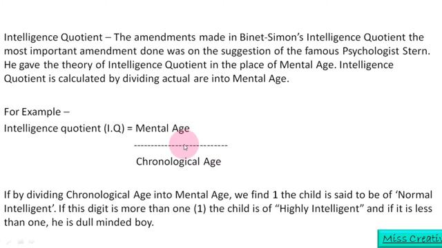 What is an IQ? Chronological Age/Mental Age/Concept of I.Q/Psychology