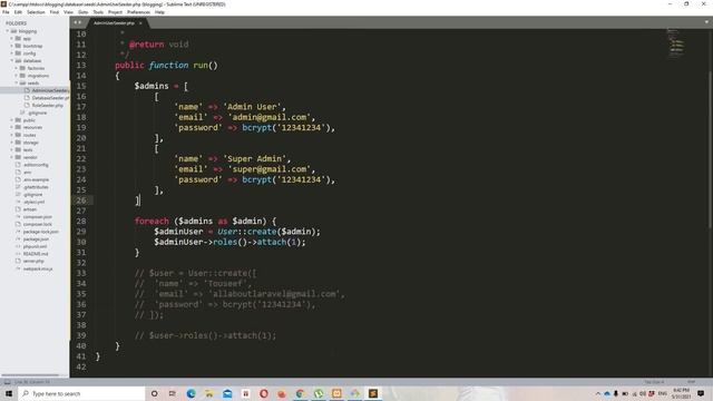 Laravel 7 blog (Episode 41 - how to create admin user using seeder in english)
