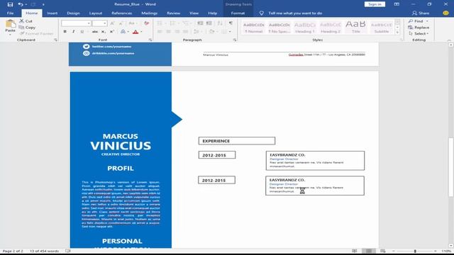 Beautiful modern resume template Design in Microsoft Word Document