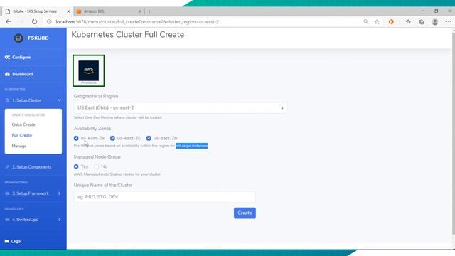 AWS EKS Kubernetes Multi-Zone Cluster Creation using fsKube