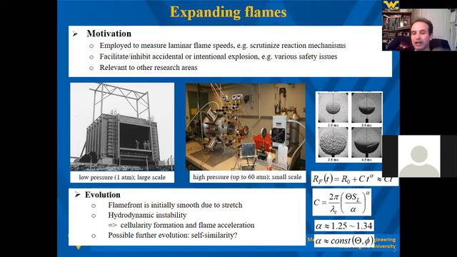 WVU MAE 721. Fundamentals of Combustion. Lecture 10: Dynamics and Morphology of Expanding Flames.