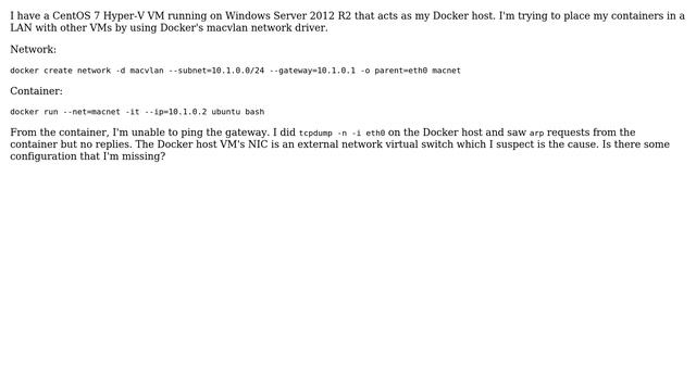 DevOps & SysAdmins: Docker container connection in macvlan network